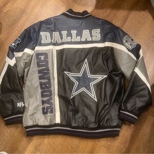 Vintage men’s nfl Dallas cowboys leather zip up jacket size xxl